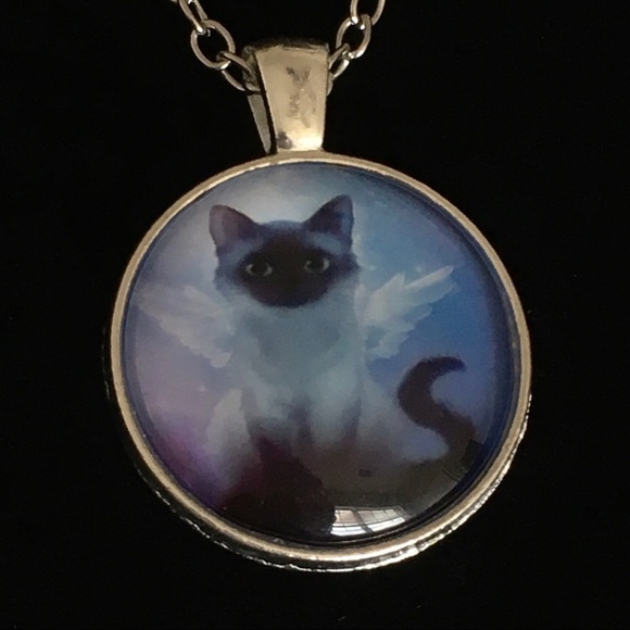 Fairy Cat Glass Pendant Chain Necklace - Picture 3 of 9